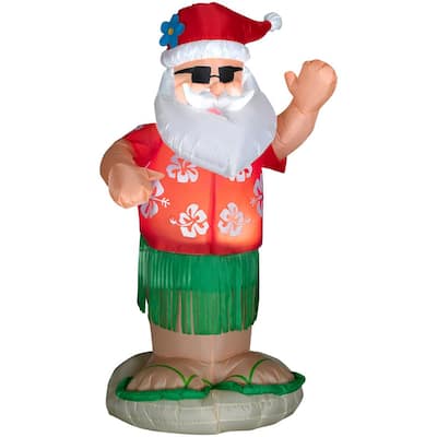 6 ft Pre-Lit LED Life Size Dancing Hula Santa Inflatable