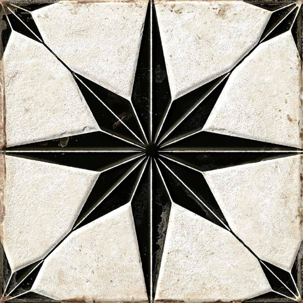 Palmera 9 in. x 9 in. Matte-Layer Tech Black White Porcelain Star Square Tile Sample (0.56 sq ft) price history on PriceWatchPro