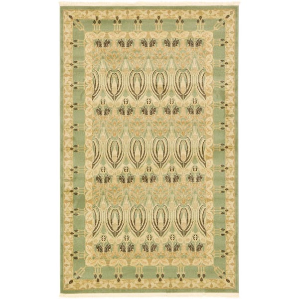 Unique Loom Edinburgh Carnation Light Green 5' 0 x 8' 0 Area Rug