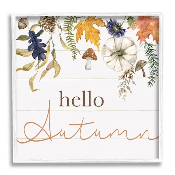 Stupell Industries Hello Autumn Botanicals by Livi Finn 1-Piece Framed Graphic Print Nature Poster Art Print 24 in. x 24 in.