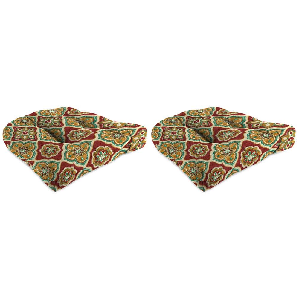 18 in. L x 18 in. W x 4 in. T Outdoor Square Wicker Seat Cushion in Adonis Jewel (2-Pack) price history on PriceWatchPro