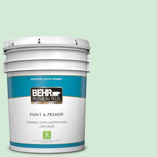 BEHR PREMIUM PLUS 5 gal. #460C-3 Venetian Pearl Satin Enamel Low Odor Interior Paint & Primer
