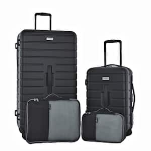 Wrangler Black 4-Piece Hard side Value Collection with 2-Packing Cubes and 360° Spinner Wheels Luggage Set