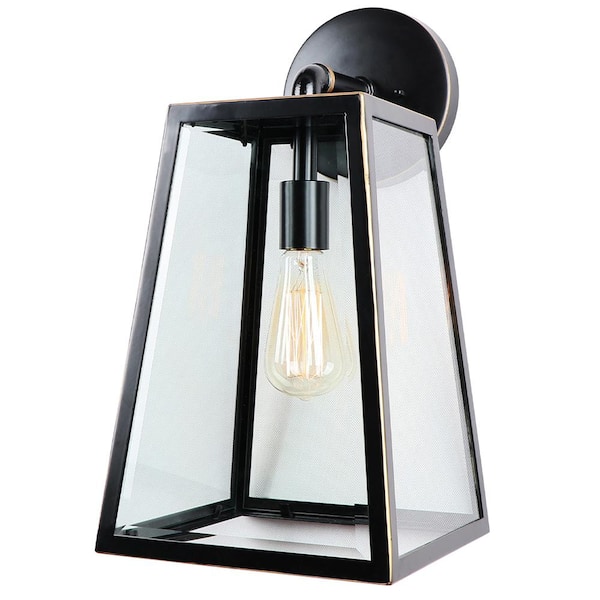 Unbranded Eason Black Dusk to Dawn Outdoor Hardwired Lantern Sconce
