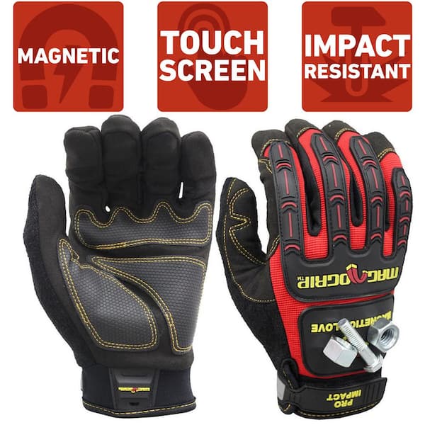MagnoGrip Pro Impact Large Magnetic Utility Gloves with Touchscreen Technology