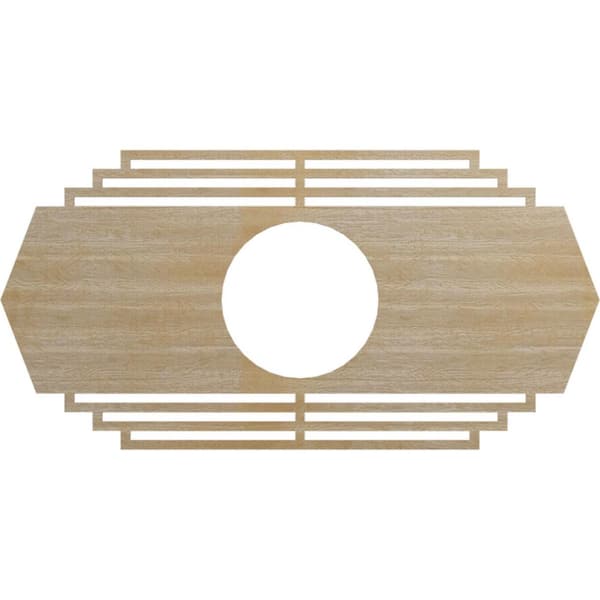 40 in. x 20 in. x 1/4 in. Chrysler Wood Fretwork Pierced Ceiling Medallion, Hickory