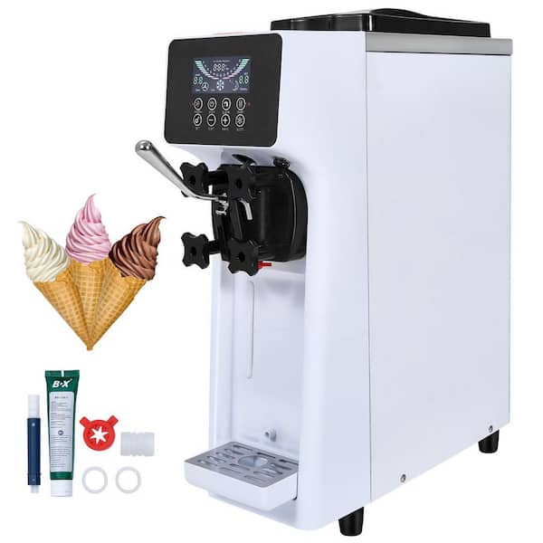 Commercial Ice Cream Maker 4.2 qt. Hopper White Ice Cream Maker 10.6 qt./H Yield LCD Panel Auto Clean Sliver