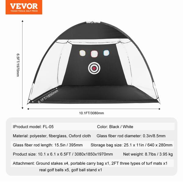 VEVOR Golf Net 10 ft. x 7 ft. Golf Practice Net Home Golf