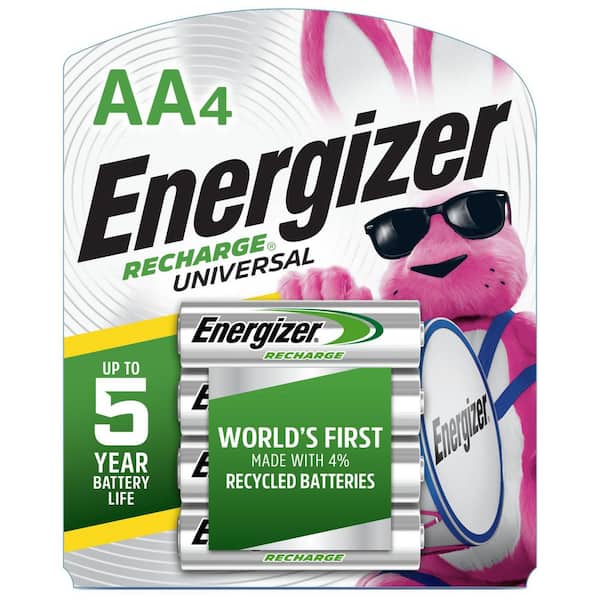 Energizer Recharge Universal Rechargeable AA Batteries (4-Pack), Double A Rechargeable Batteries