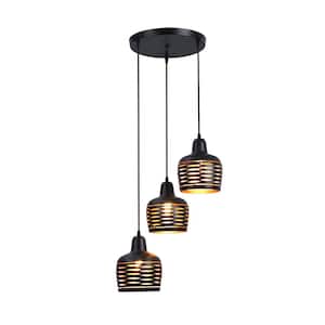 Classic 3-Light Black Loft Style Pendant Lamp