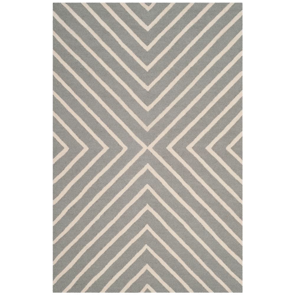 Hand-Tufted Wool Kids Rug in Grey/Ivory, 4' x 6' - Reversible Design