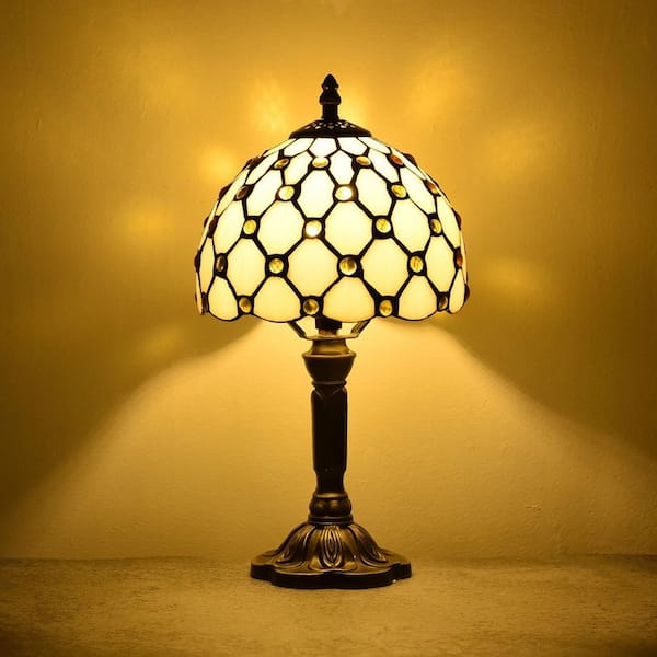 Latepis Decorative 14.6 in. Multi-Colored Tiffany-Style Table Lamp Bronze Finish Traditional Bedside Lamp