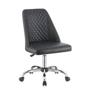 Gray Diamond Pattern Stitched Leatherette Office Chair with Star Base