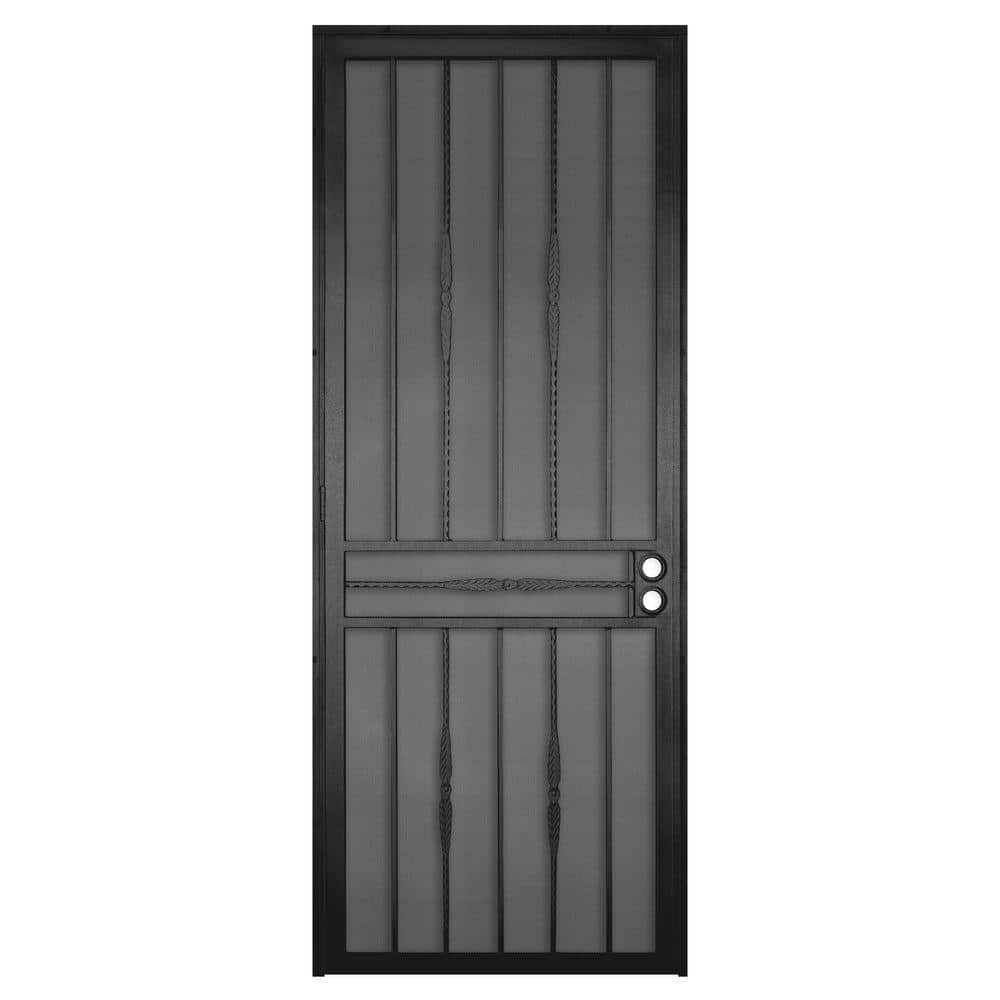 Unique Home Designs 36 In X 96 In Cottage Rose Black Surface Mount Right Hand Steel Security 4108