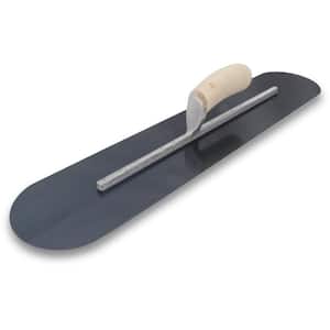 22 in. x 4 in. Blue Steel Finishing Trl-Fully Rounded Curved Wood Handle Trowel