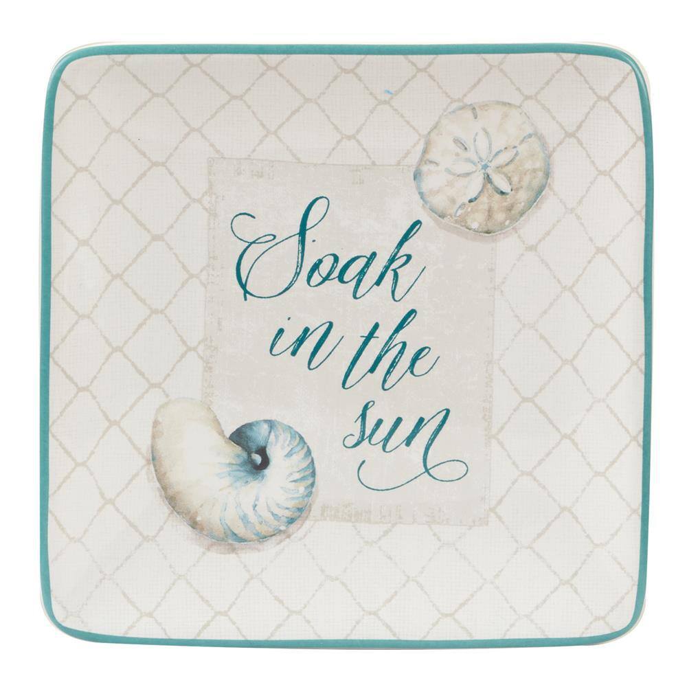Ocean View Ceramic Coastal Canape Plates Set of 4
