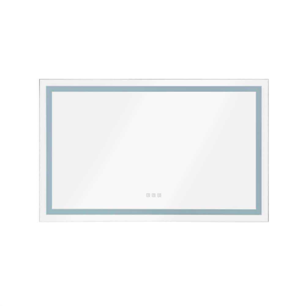 36 in. W x 48 in. H Small Rectangular Frameless Wall Bathroom Vanity Mirror in White