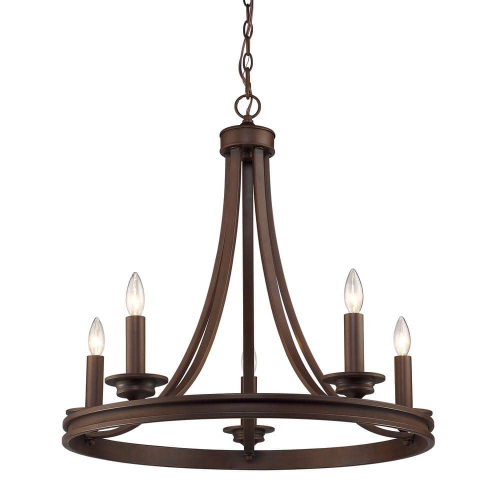 Rubbed Bronze Transitional 5-Light Candelabra Chandelier