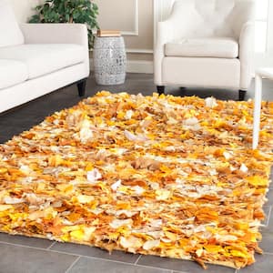 Rio Shag Gold/Multi 6 ft. x 9 ft. Solid Area Rug