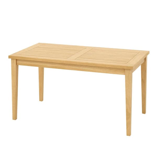 ANGELES HOME 20 in. x 35.5 in. Outdoor Teak Wood Coffee Table with Slatted Tabletop for Balcony