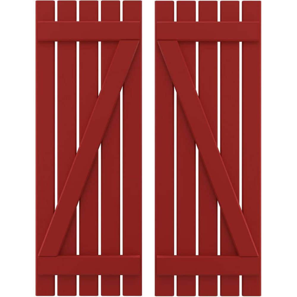 19-1/2 in. W x 51 in. H Americraft 5 Board Exterior Real Wood Spaced Board and Batten Shutters with Z-Bar Fire Red price history on PriceWatchPro