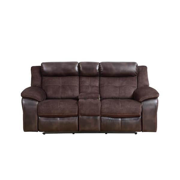 Steve Silver Pueblo Brown Upholstered 2 Seats Loveseat Manual Recliner with Console