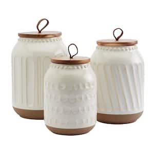 3Pcs Tunisian Sunset Canister Set Hand Painted Durable Earthenware Baking Supply 