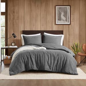 Mckenzie 3-Piece Grey Cotton King/California King Twill Washed Comforter Set