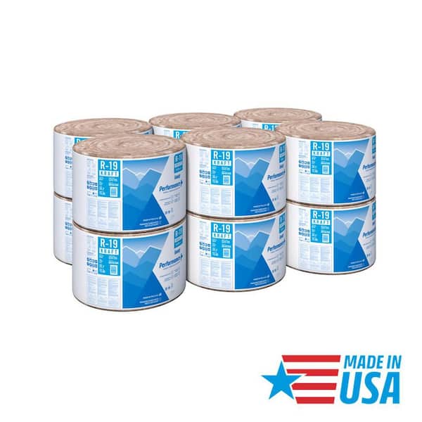 R19 Kraft Faced 23 in. x 39.2 ft. Fiberglass Insulation Rolls for Floor, 2x6 Wall - Sound-Reducing, USA Made (12-Rolls)