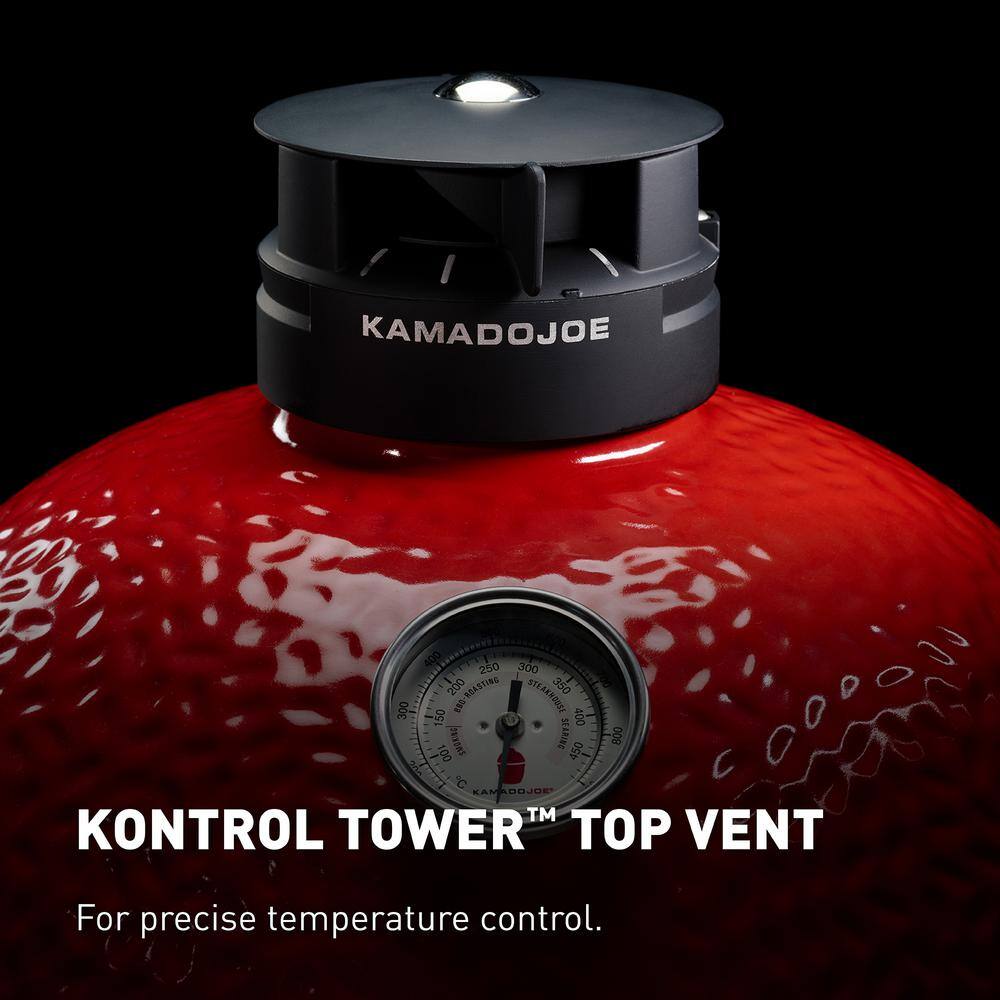 Kamado Joe 18-inch Red Ceramic Pellet Grill with Side Shelves