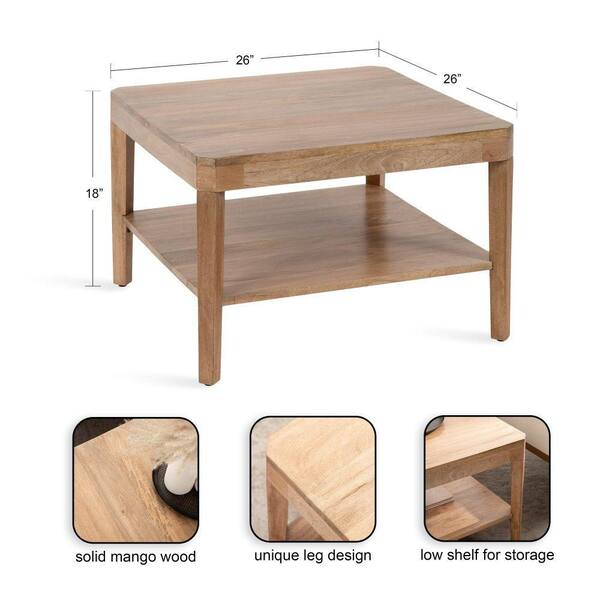 Kate and Laurel Talcott 26 in. Natural Square Wood Coffee Table