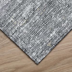 Accord Black 10 ft. x 14 ft. Abstract Indoor/Outdoor Washable Area Rug