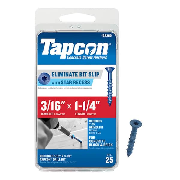 Tapcon 3/16 in. x 1-1/4 in. Star Flat-Head Concrete Anchors (25-Pack)