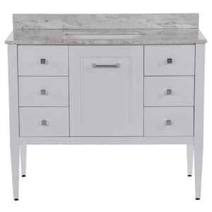 Hensley 43 in. W x 22 in. D x 39 in. H Single Sink  Bath Vanity in White with Winter Mist Cultured Marble Top