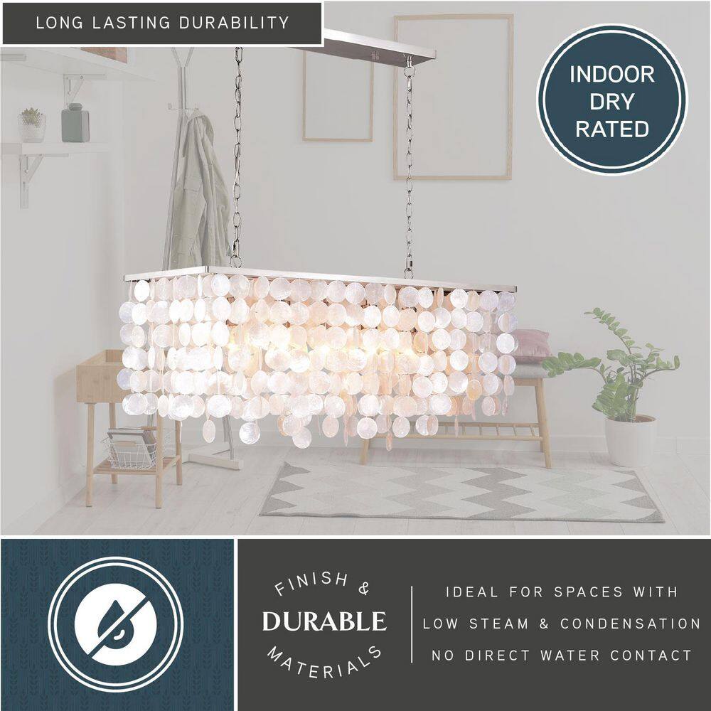 Elsa 36" Satin Nickel Glass Island Pendant Light