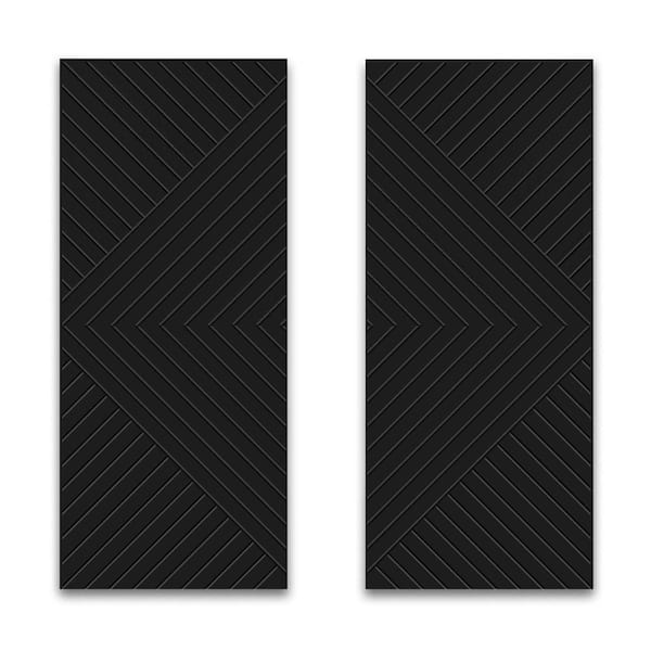 72 in. x 80 in. Hollow Core Black Painted Composite MDF Interior Double Closet Sliding Doors