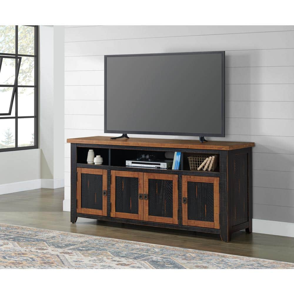 Fletcher Black and Honey 65 in. TV Stand Fits TVs up to 65 in. to 70 in. wi