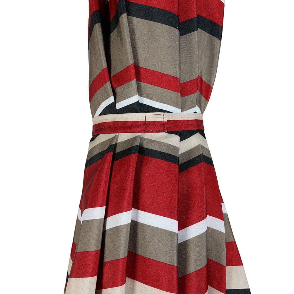 9-Foot Red and Beige Striped Aluminum Patio Umbrella