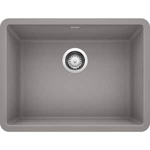 PRECIS Undermount Granite Composite 24 in. Single Bowl Kitchen Sink in Metallic Gray