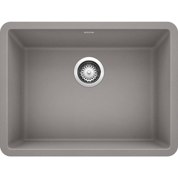 Blanco PRECIS Undermount Granite Composite 24 in. Single Bowl Kitchen Sink in Metallic Gray