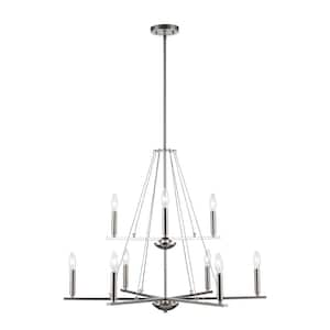 Amreen 9-Light Brushed Nickel Tiered Candle Chandelier Light Fixture