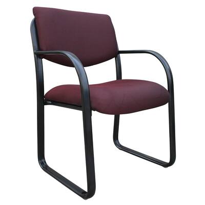 Guest Chair Burgundy Black Fabric Steel frame Floor Glides