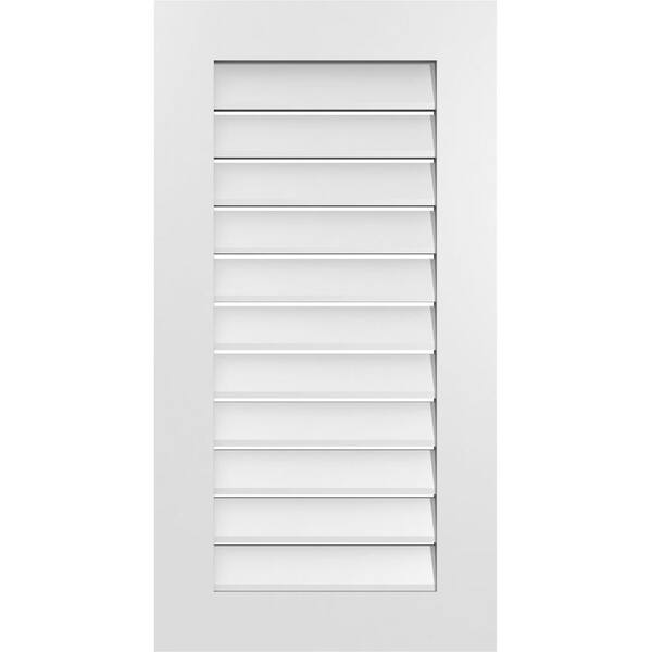 Ekena Millwork 20 in. x 38 in. Vertical Surface Mount PVC Gable Vent: Functional with Standard Frame
