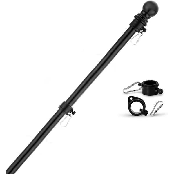 6FT Flagpole Kit for 3x5 American Flag 360 Degree Tangle Resistant Technology Stainless Steel Outdoor Use Black