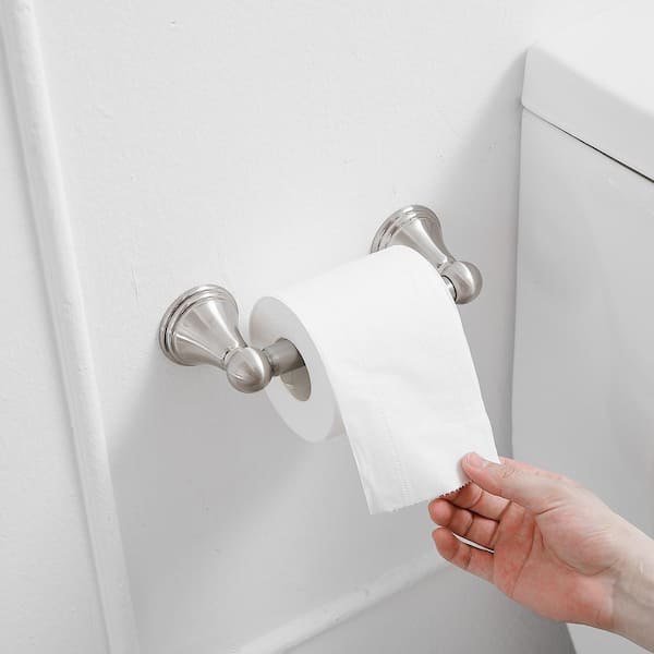 Traditional Double Post Spring Wall Mounted Towel Bar Toilet Paper Holder in Brushed Nickel
