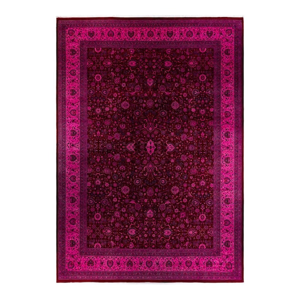 Overdyed Pink 12 ft. x 18 ft. Solid Wool Indoor Area Rug