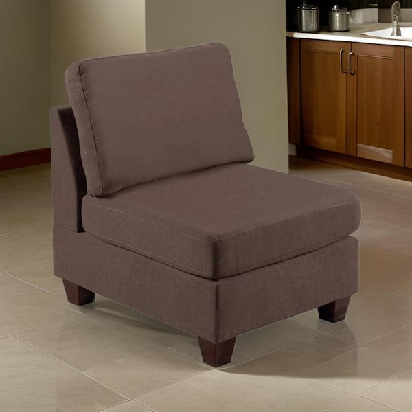 Benjara Remy 32 in. Armless Fabric Square Sofa in. Brown