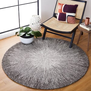 Micro-Loop Charcoal/Grey 5 ft. x 5 ft. Gradient Solid Color Round Area Rug