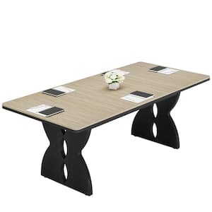 Moronia Beige & Black Conference Desk 70.87 in. Meeting Table Seminar Table for Office Meeting, Panel Discussions