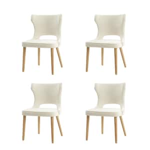 Sofia Ivory Mid-century modern Dining Chair with Solid Wood Legs Set of 4